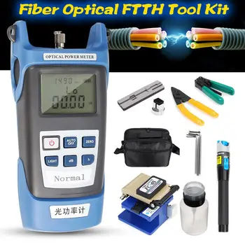 

Doersupp 13Pcs Fiber Optical FTTH Tool Power Meter Cleaver Red Light Test Pen Cable Cutter Piper Kit Fault Locator Wire Stripper