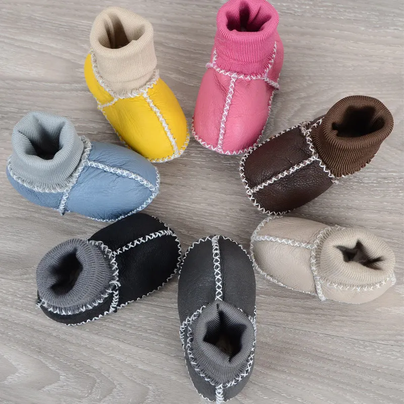 Leather Boots with Elastic, for Baby Girls - camel, Shoes