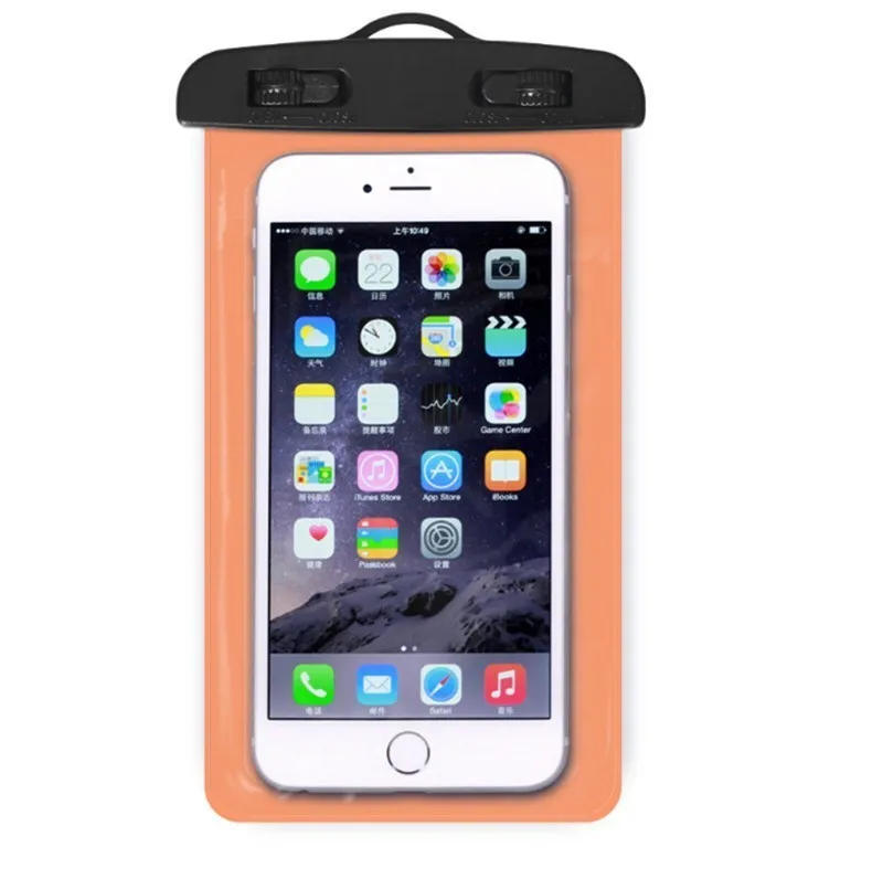 Универсальный прозрачный чехол для мобильного телефона, водонепроницаемый ПВХ чехол для мобильного телефона для плавания, дайвинга, водных видов спорта, чехол для телефона, сумка 105x175 мм - Цвет: Orange