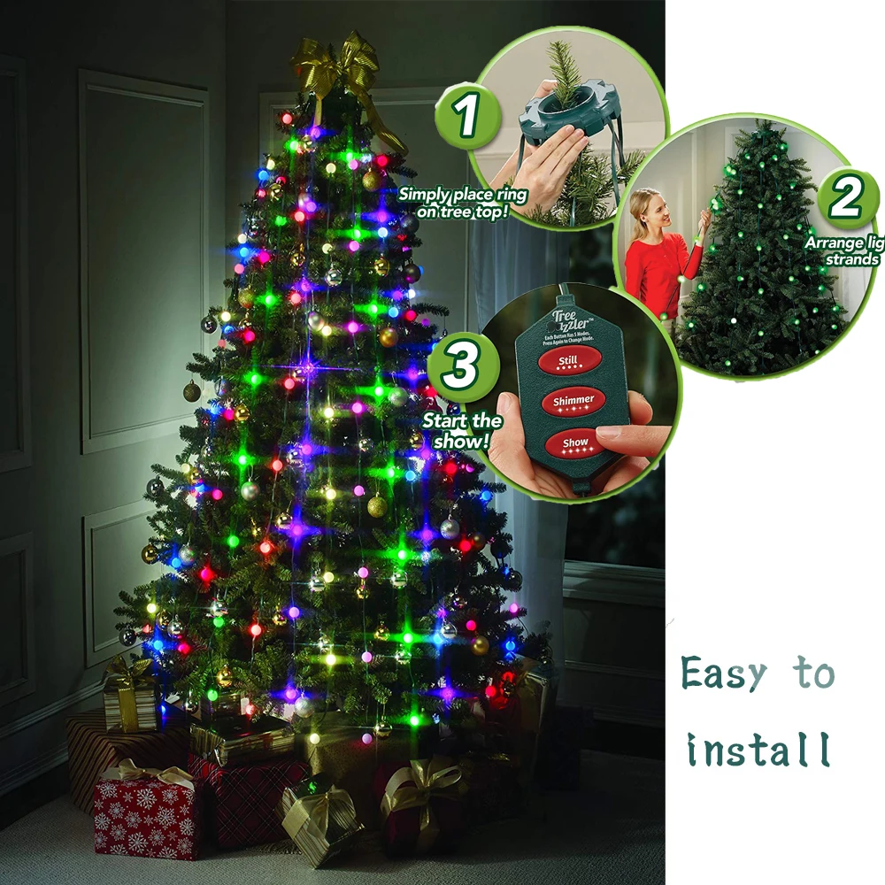 

RGB Christmas Tree Decor LED Fairy Twinkle Garland Ball String Lights 64 LEDs with Controller New Year Decoration Wedding Party
