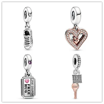 

Original 925 Sterling Silver Red Enamel Heart Free Hug & Kiss Love Coupon Charm Fit Pandora Bracelets & Necklace Women Jewelry