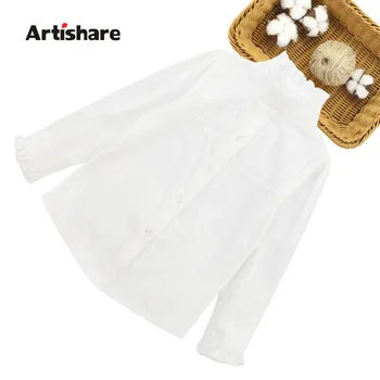 

Blouse For Girls Solid White Blouse For Girls Kids Clothes Full Length White Shirt For Girls Spring Autumn Children Clothing
