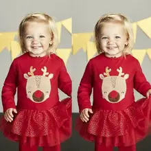 Emmababy, рождественское детское осеннее Пышное Кружевное платье-пачка с длинными рукавами, комплект одежды принцессы