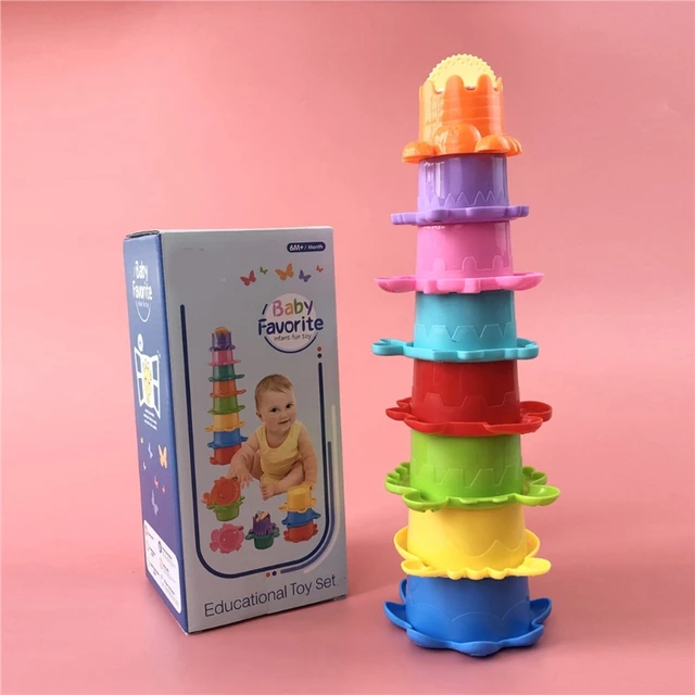 Multiple-color Baby Bath Waterproof Toys Cute Fishes with Eight Cups for New Toddler Shower Bathing Sensory Development 3