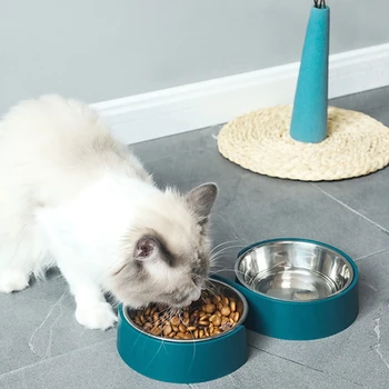 

Antislip Double Dog Bowls Stainless Steel Pet Food Water Feeder Cat Drinking Feeding Dishes