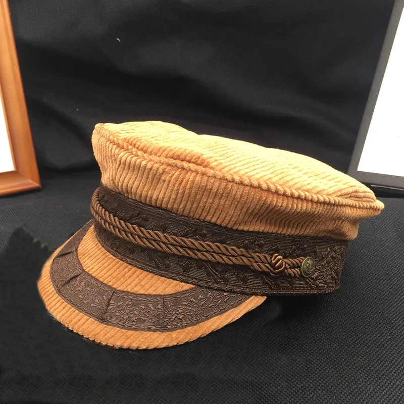 The New Velvet Navy Sailor Hat Cap Embroidery Lace Cap White Visors