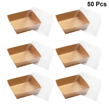 

50pcs Kraft Paper Cake Packaging Box Sandwich Containers Food Boxes Party Favors 12 x 12 x 6cm