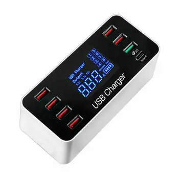 

LCD Digital Display USB 8-Port Mobile Phone Tablet Smart Charger Type-c Fast Charging Head 40W