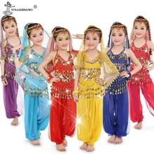 8 цветов Набор костюма для танца живота Восточные Танцевальные костюмы для девочек Египетский Болливуд Индийский танец живота для детей