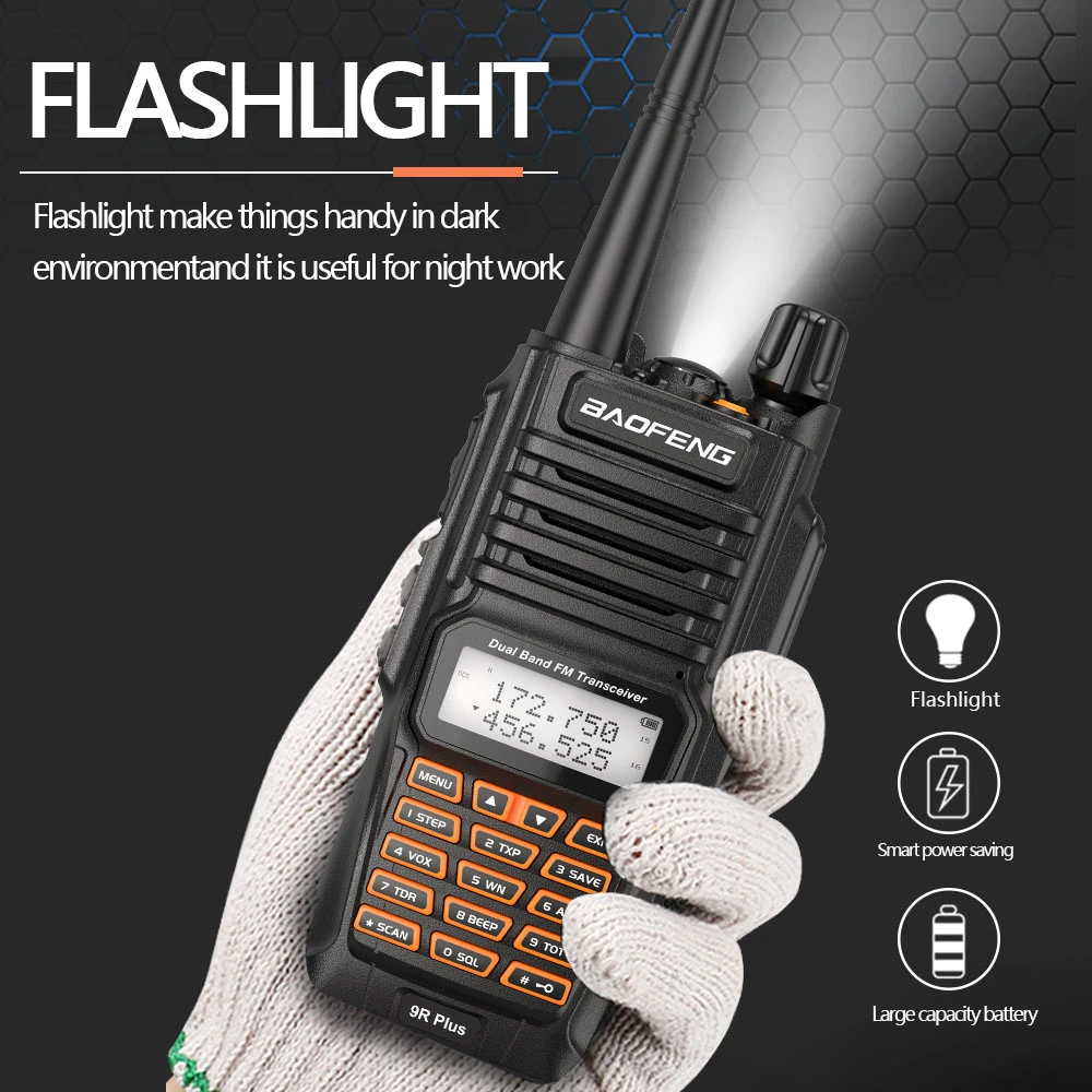 Портативная рация BaoFeng UV 9R Plus 10 Вт UHF VHF Dual Band IP68 HF Transceiver Ham Portable Radio|Рации| |