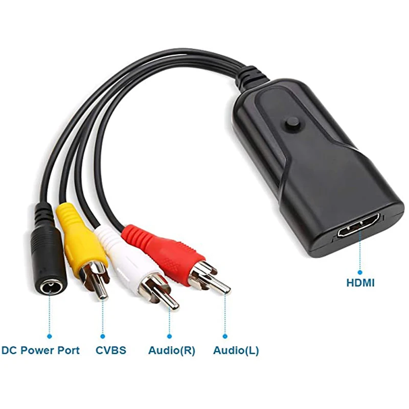 Conversor de Áudio e Vídeo Composto Rca Cvbs av Adaptador para pc Laptop Caixa de tv Ps4 Ps3 Xbox 1080p - Image 3