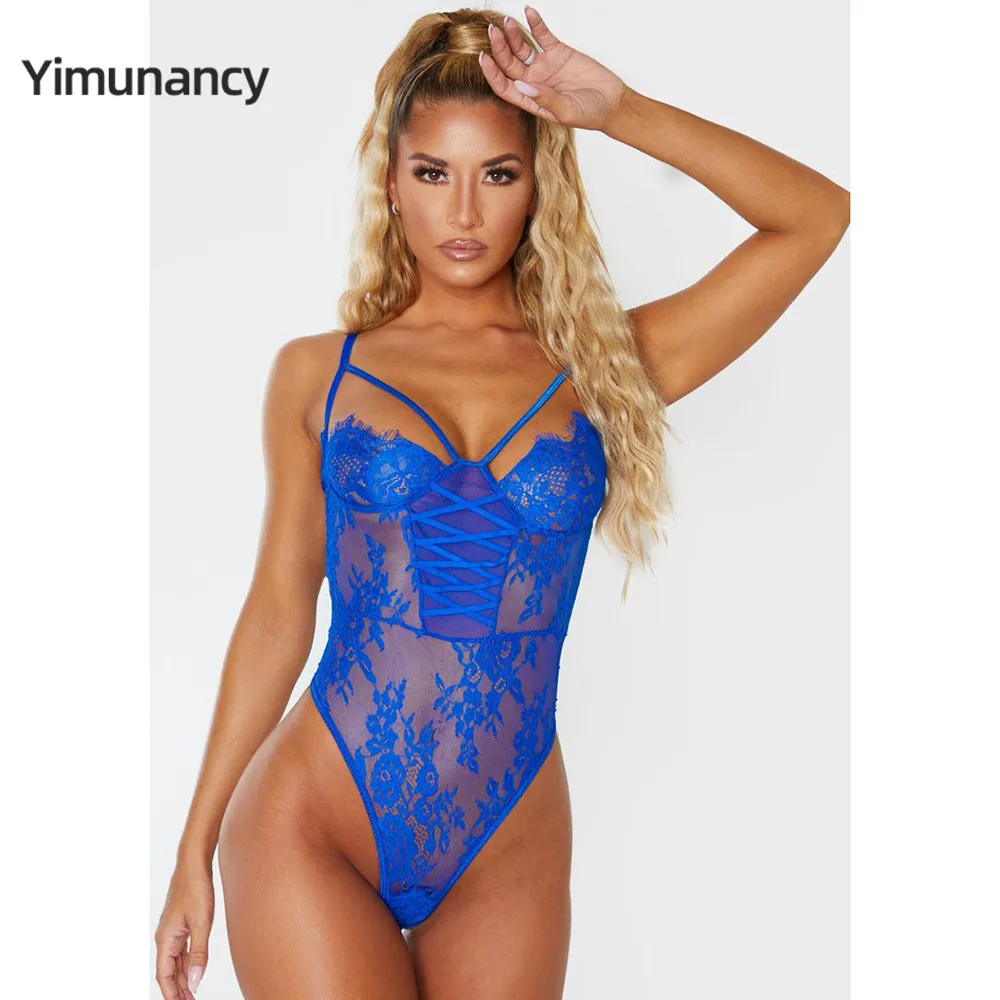 Encaje Floral traje de moda de las mujeres Sexy 2020 señoras 3 Color Skinny Body enterizo Mujer