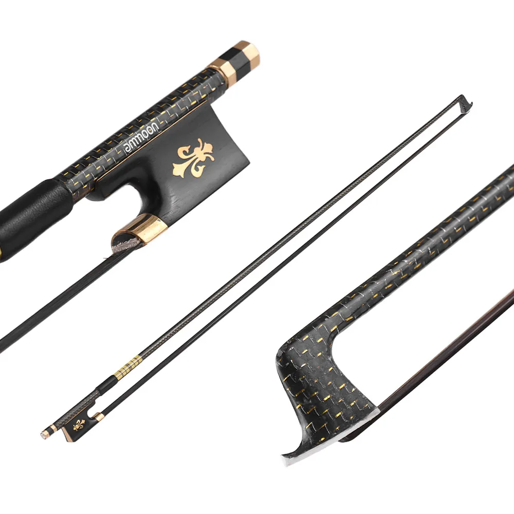

Hot New 4/4 Violin Fiddle Bow Well Balanced Golden Braided Carbon Fiber Round Stick Ebony Frog AAA Mongolia Black Horsehair