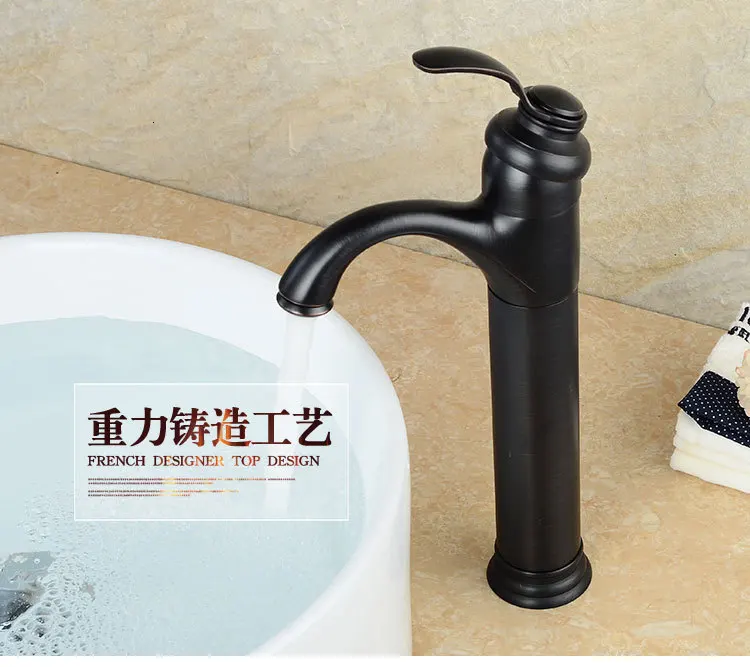 Bad wasserhahn kupfer schwarz bronze geburstet warmen und kalten Ретро kopf becken kunst becken antiken wasserhahn