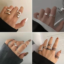 

Vintage Fashion Metal Ring for Womens Gothic Steampunk Geometric Butterfly Ring Sets Party Jewelry Bijoux Femme 2021