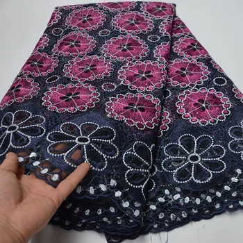 

(5yards/pc) wholesales African tulle lace fabric beautiful navy blue and pink embroidered French lace for party dress FLP94