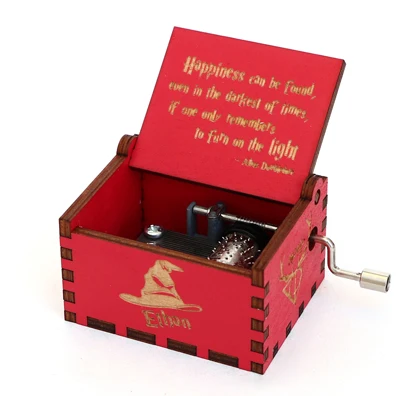 Красная деревянная резная коробка для хранения, ручная музыкальная шкатулка, Игра престолов, Красавица и чудовище, музыкальная шкатулка для девочек, подарок на день рождения - Цвет: Harri2