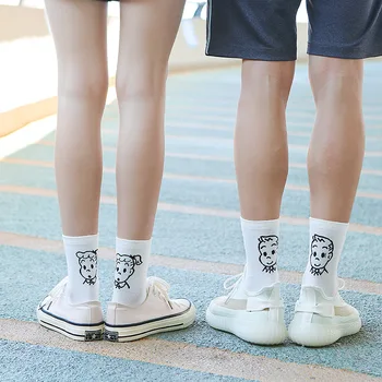 

Women Socks Fruit Sock Woman Drawing Standard White Unisex High Funny Cotton Novelty Ladies Sox Spring Female Trendy Calcetines