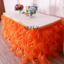 SK010K уникальный заводская цена цвет на заказ Свадьба День Рождения Вечеринка оранжевый органза курчавая ива юбка на липучке