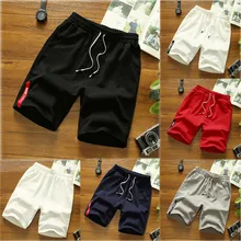 Мужские летние модные тонкие однотонные пляжные брюки, повседневные спортивные короткие штаны