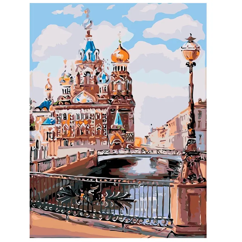 

DIY Castle Landscape Paint By Numbers For Kids DIY Framed Oil Picture Unique Gift Modern Home Room Decor Arts Craft