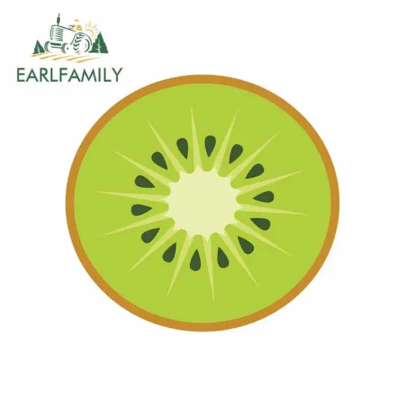 

EARLFAMILY 13cm x 12.9cm for Kiwi Fruit Funny Car Stickers Vinyl Sunscreen RV VAN Fine Decal JDM Car Accessories Logo Cartoon