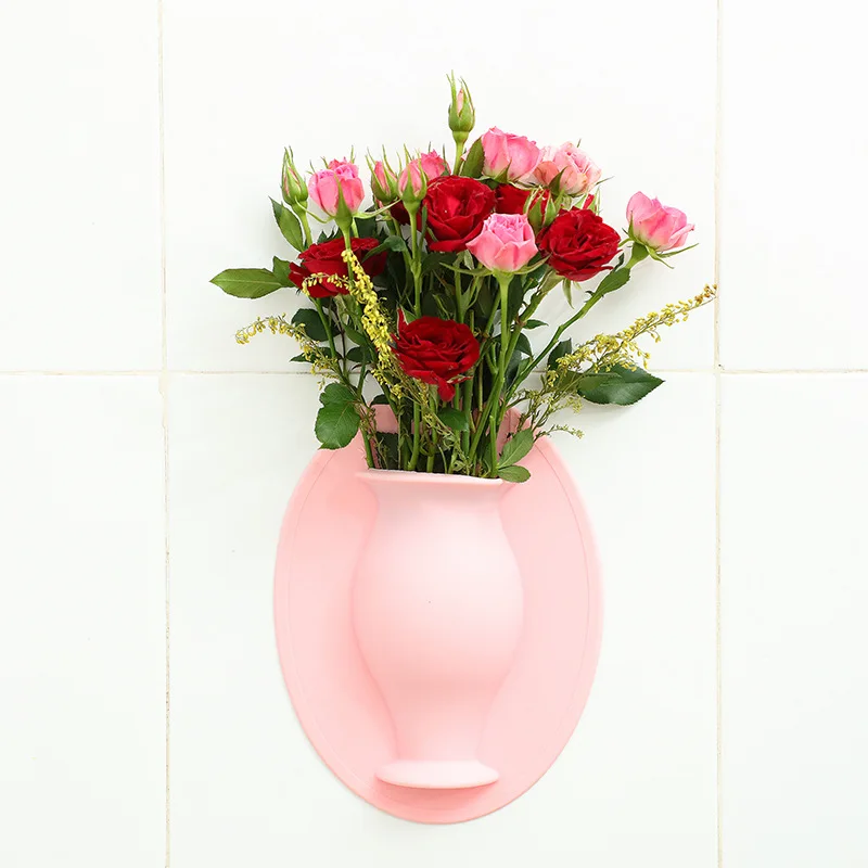 Siliconen Sticky Vaas Stok op De Muur Bloempot Magische Bloem Plant Vazen Bloem контейнер для Thuis Kantoren Wanddecoraties