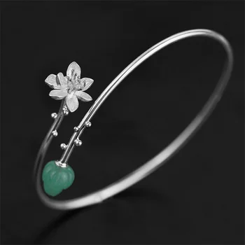 

INATURE Natural Aventurine Lotus Flower Bracelet Adjustable Charm Bracelets For Women Fashion Jewelry