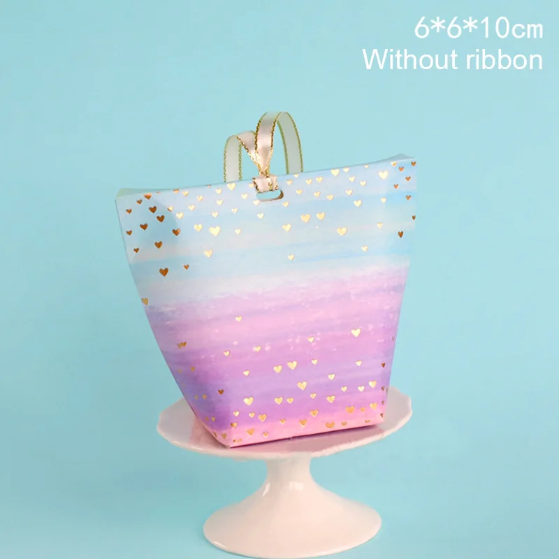 Gift Bag 6 Золотая Полоса геометрическое Сердце сумка градиент цвета бумажная упаковка, коробки День Святого Валентина Упаковка для подарков на день рождения вечерние принадлежности - Цвет: Gift Bag 6