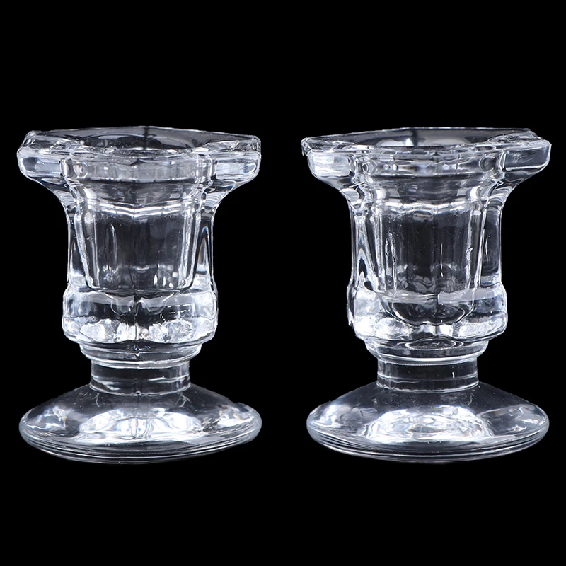 Glass Candle Holders Wedding Candlestick Fine Transparent Crystal Glass Candle Stand Dining Home Decoration