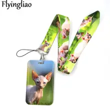 

Sphynx Hairless Cat Anime Lanyard Badge Holder ID Card Lanyards Mobile Phone Rope Key Lanyard Neck Straps Keychain Key Ring