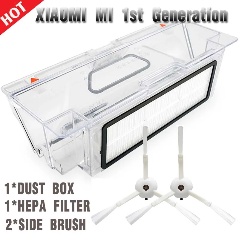 

Dust Bin Box HEPA Filter For XIAOMI MI mijia Robot 1st Vacuum Cleaner Sweeping Robot Accessories Parts side brush