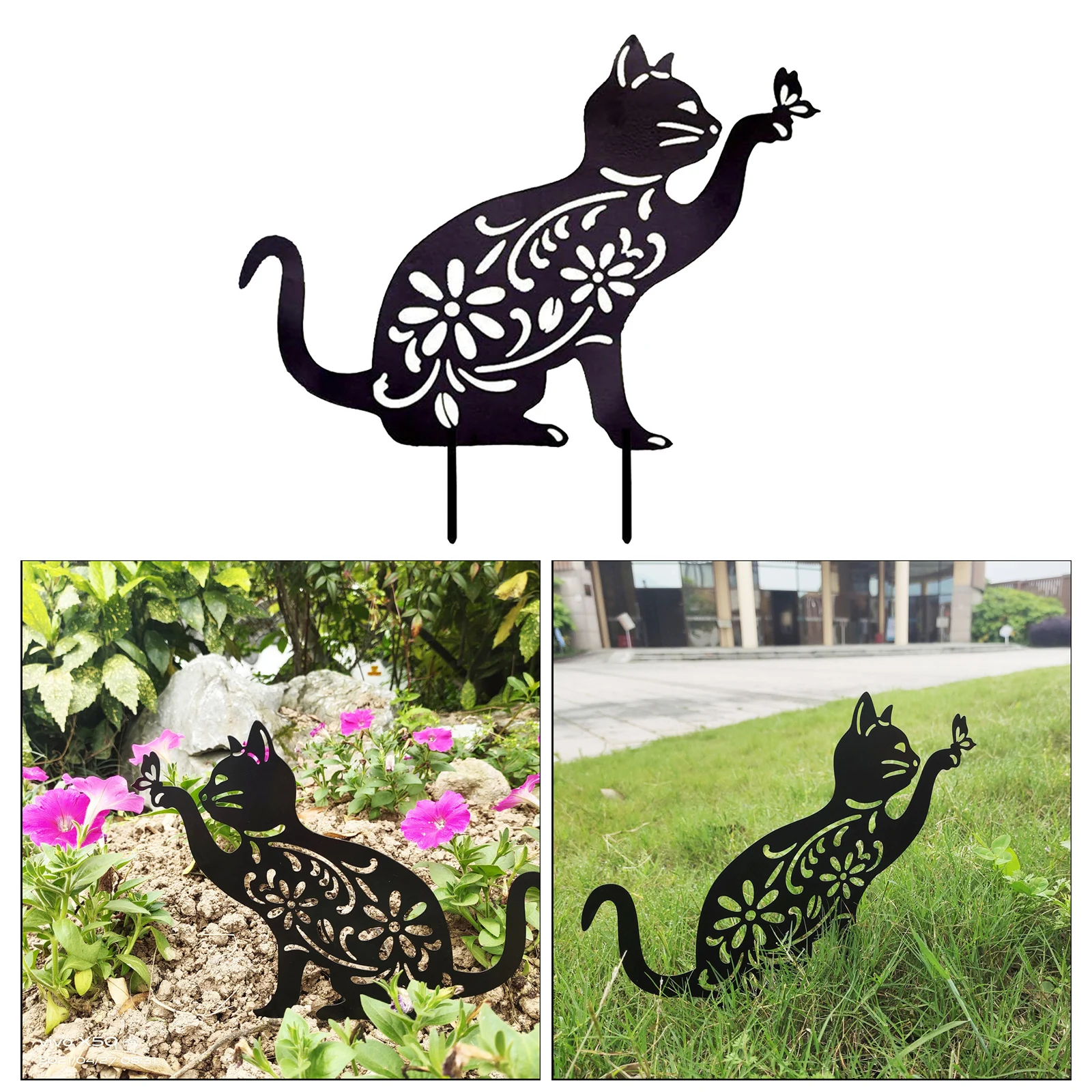 Piquet de jardin chat qui s'étire