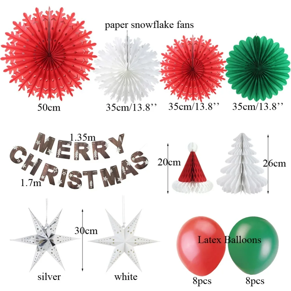 Рождественское украшение белый Снежинка Звездный баннер набор Рождество снег зима Декор Navidad Рождественский баннер бумажные вентиляторы Новинка