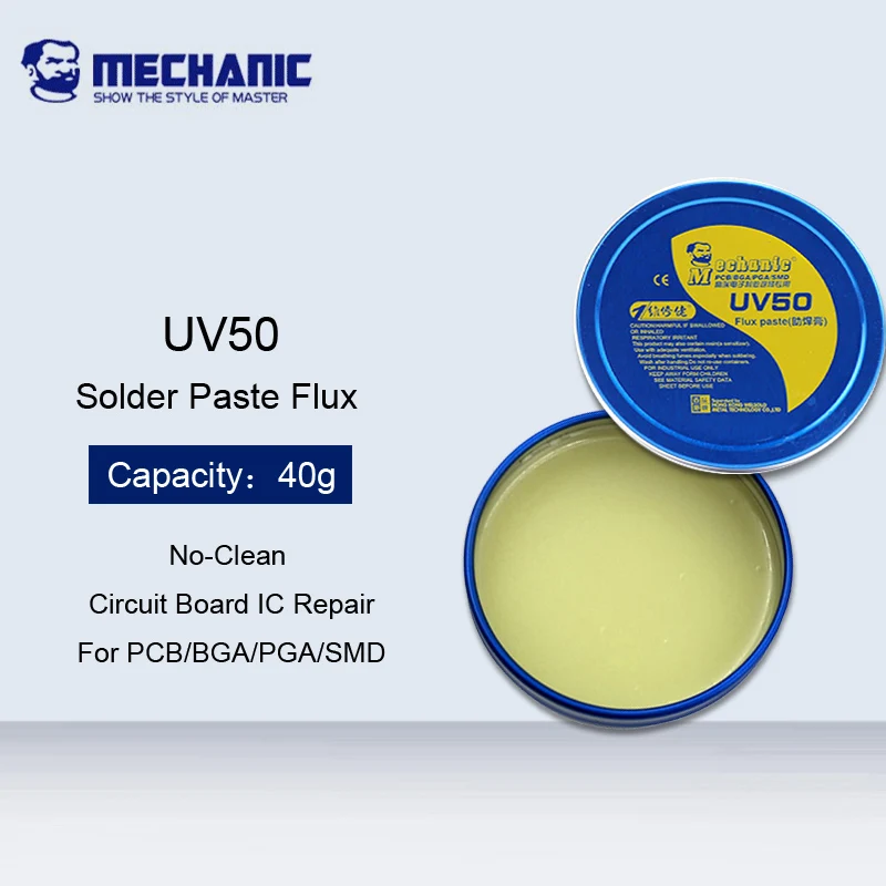 

MECHANIC 40G UV50 No-Clean Solder Flux Solder paste Circuit Board IC Repair Welding Oil Soldering Iron Flux For PCB/BGA/PGA/SMD