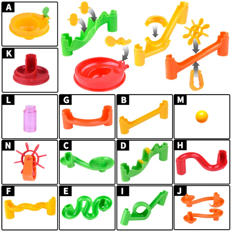 105 шт DIY лабиринт шарики трек строительные блоки игрушки для детей строительство мраморный гоночный бег трубопровод блок образовательная игрушка-игра