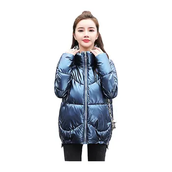 

Women Short Winter Jacket Glossy Stand Collar Bakery BIO Down Coat Oversize Cotton padded Parkas Casaco Feminino Abrigos Mujer