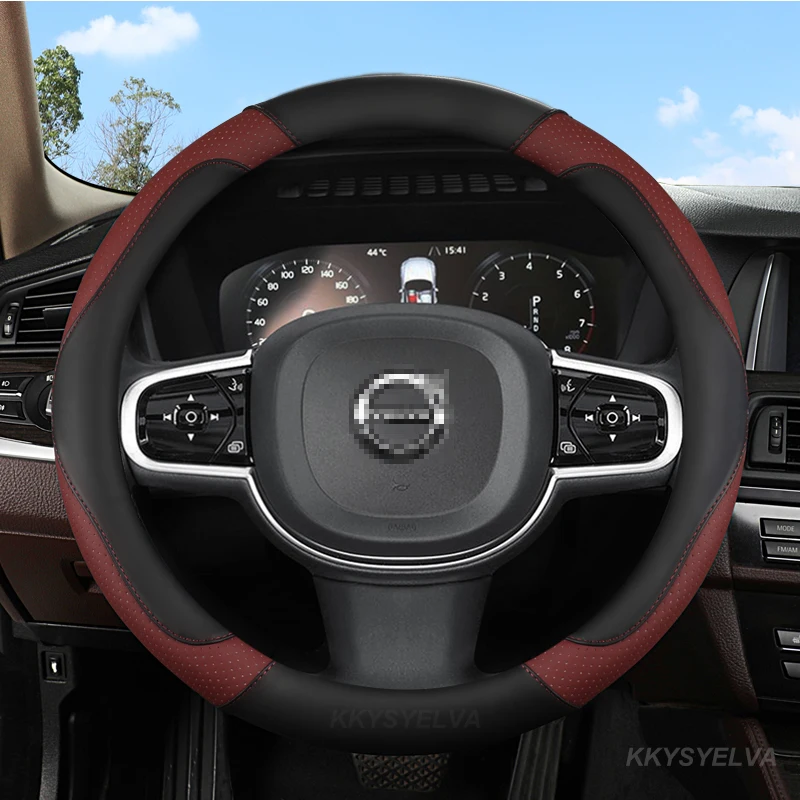 

Кожа из микрофибры, диаметром 38 см, дышащая ткань для Volvo S40, S60, V90, S90, XC40, XC60, XC90, Стайлинг автомобиля, автомобильные аксессуары
