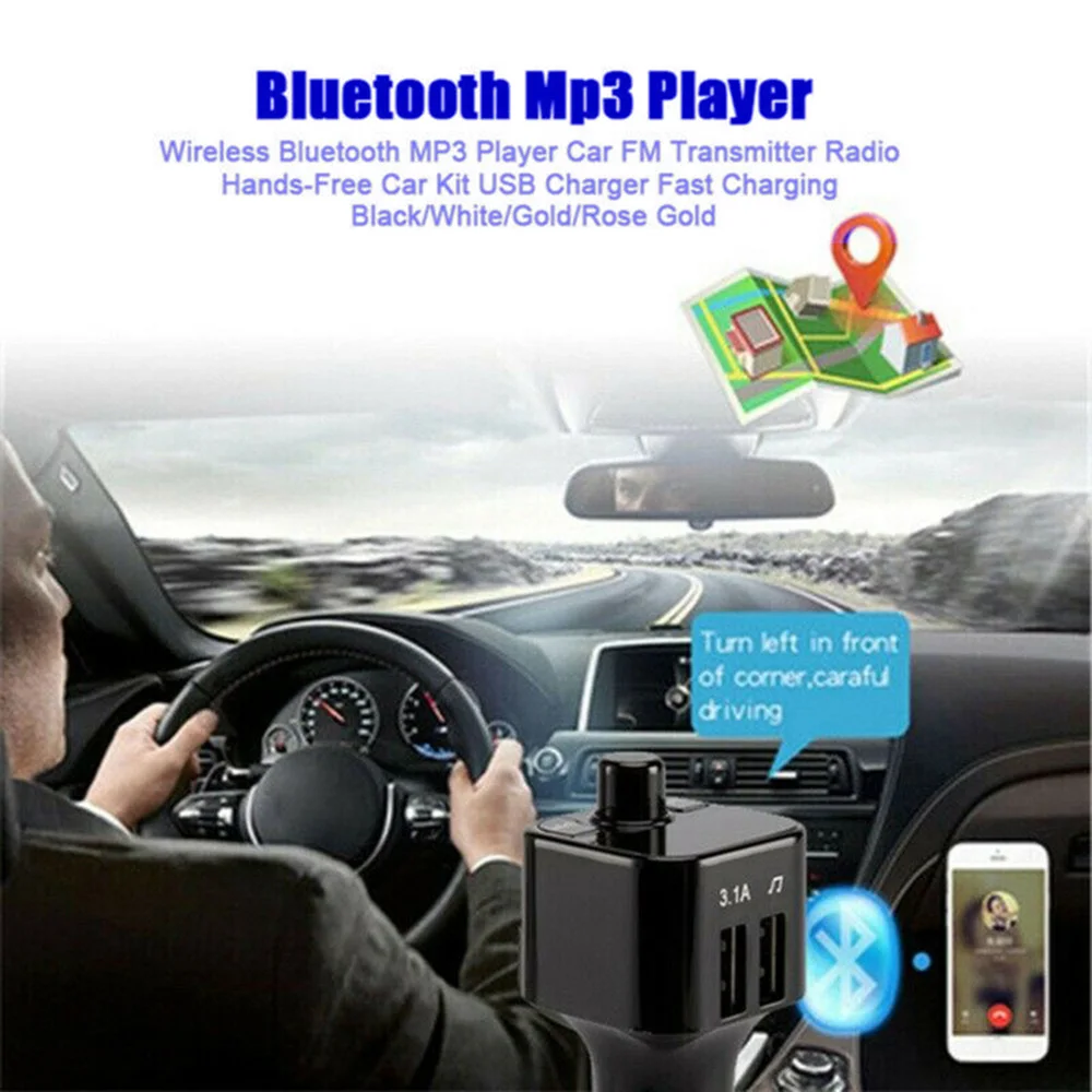 Автомобильный Bluetooth Зарядное устройство FM передатчик хаб мобильного телефона MP3 плеер 12 V-24 V громкой связи Bluetooth гарнитура для электронные аксессуары колыбели