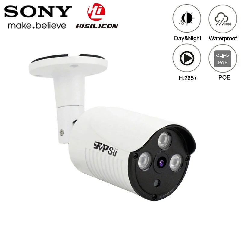 

Three Array Leds Waterproof Gray Metal IP66 5MP/4MP/2MP Auido H.265+ 25Fps POE ONVIF IP Security Surveillance CCTV Camera