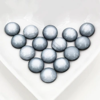 

New Fashion 40pcs 12mm White Gray Colors Stylish Brushed Style Flat back Resin Cabochons Cameo-V5-09