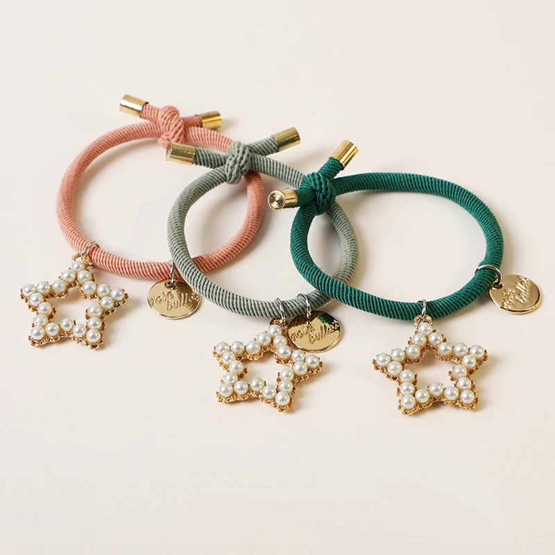 

Fashion Women High Quality Elastic Rubber Bands Sweet Girls Geometric Headwear Imitation Pearls Star Hair Ropes Hair Accessories