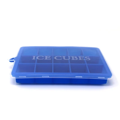 15-Grid Blue YuryFvna 15/24-Grid форма для кубиков льда, силиконовая форма для шоколада, мороженого, желе, леденец, пудинг, форма для подноса, держатель с крышкой, легко снимается - Цвет: 15-Grid Blue