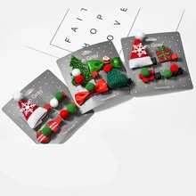Детские Рождественские заколки из Южной Кореи, аксессуары для волос для девочек, мультяшная Рождественская шапка для пожилых людей, боковая заколка на голову