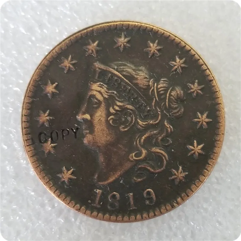 США 1815-1832 коронета головы большие центы имитация монеты - Цвет: 1819