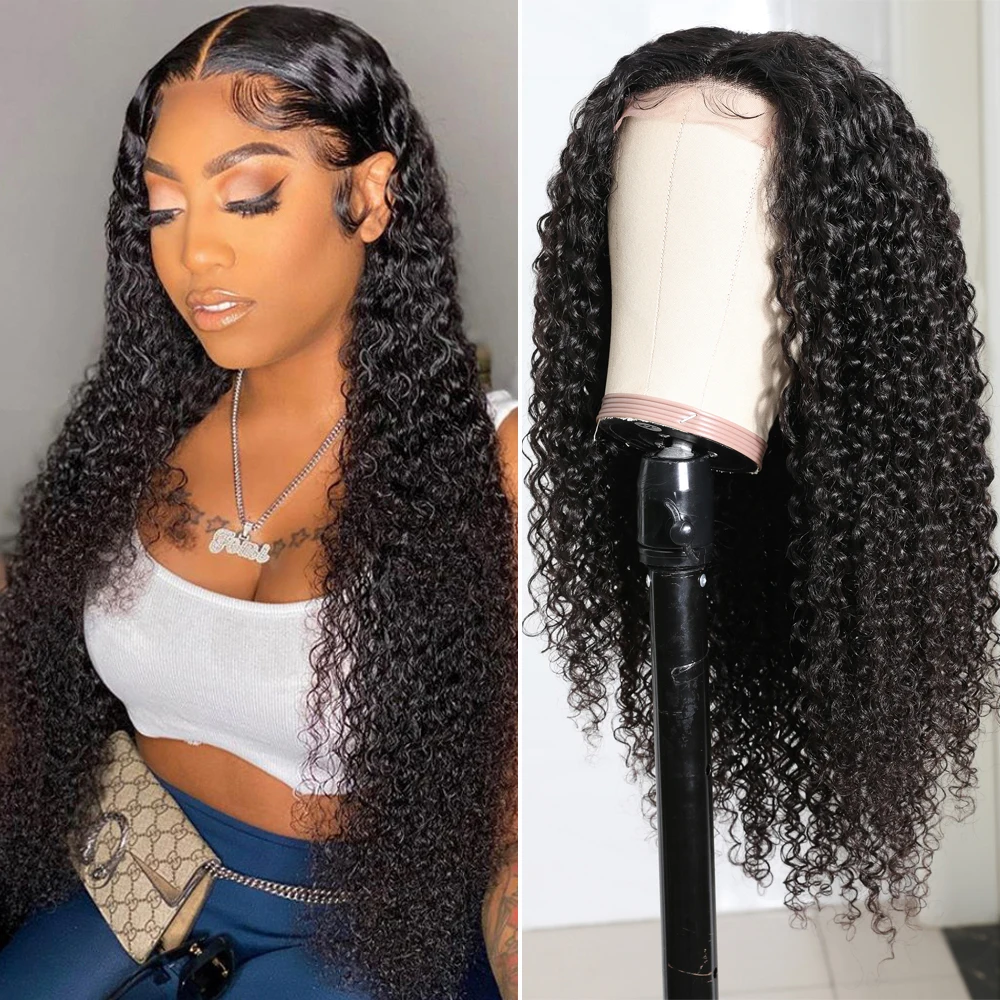 Peruvian Curly Hair Fake Scalp 4x0.75 Lace Wig Pre Plucked Jerry Curly Human Hair Wigs 4.5x1.5 Silk Base Lace Closure Wig (3)