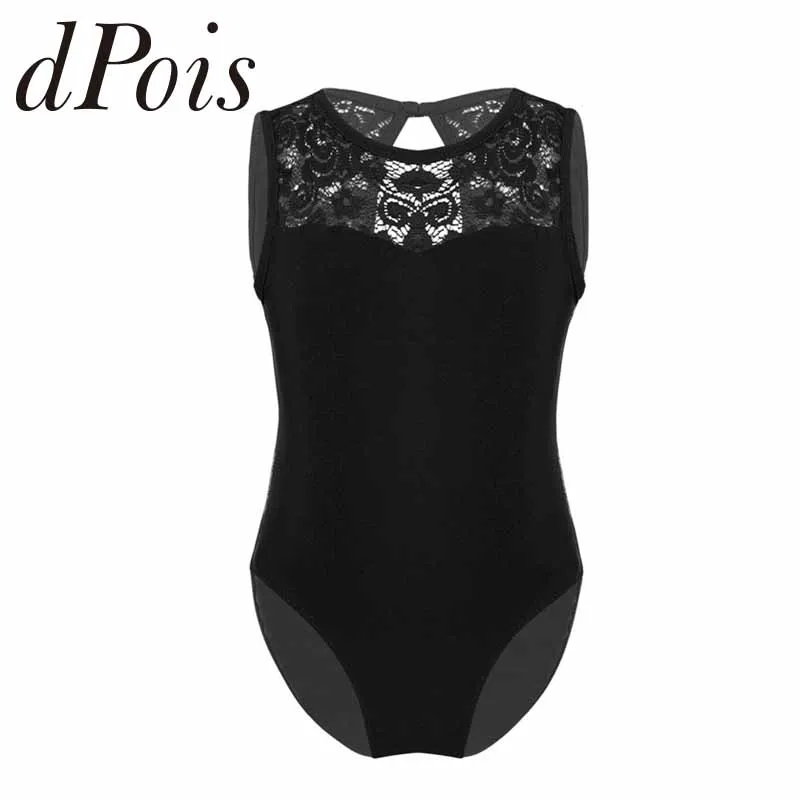 

Kids Girls Sleeveless Lace Splice Bodysuit Cutout Back Beach Swim One-Piece Swimsuit Ballet Leotard Gymnastics Leotard Jumpsuit