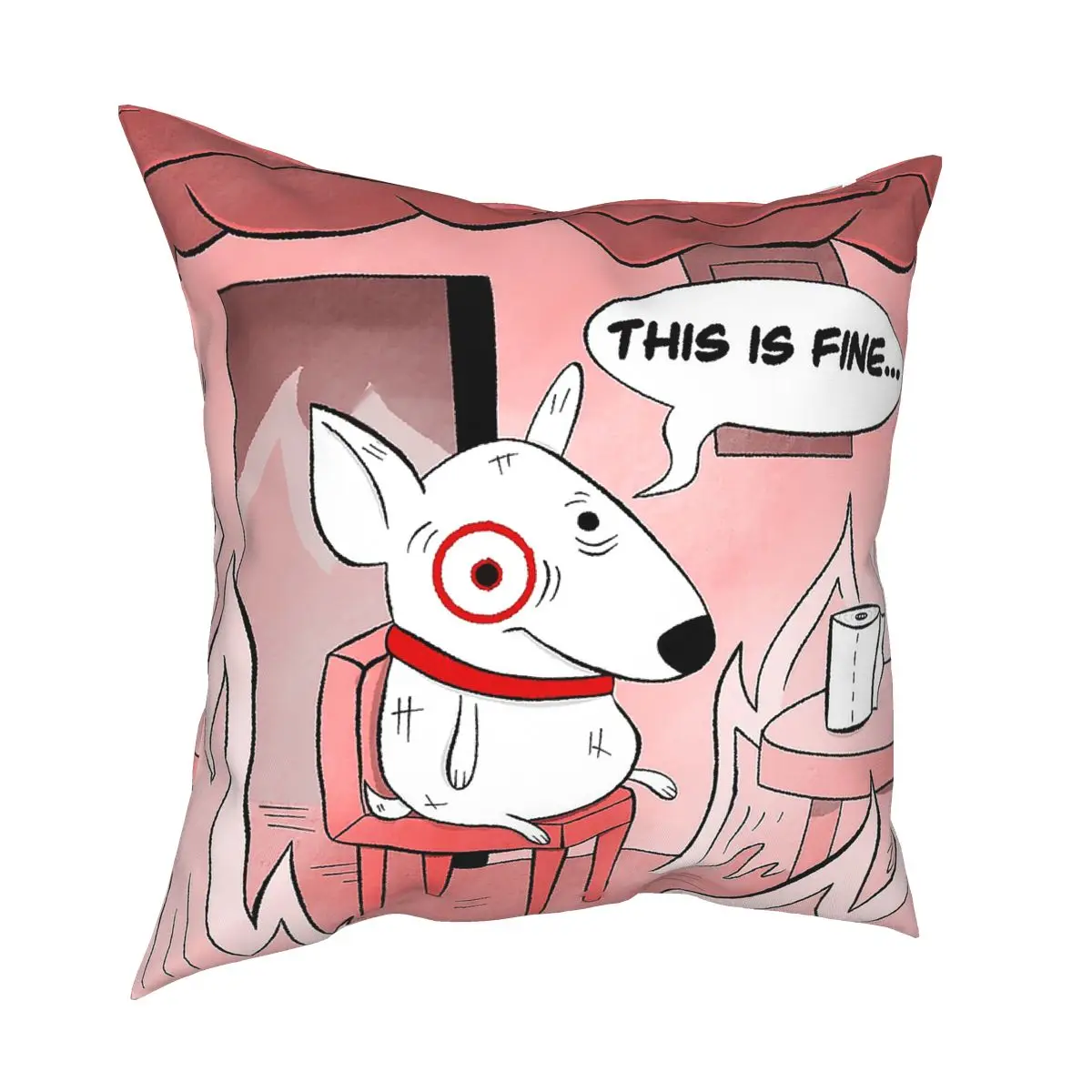 This Is Fine Bullseye Square Pillow Case Cushions for Sofa Funny