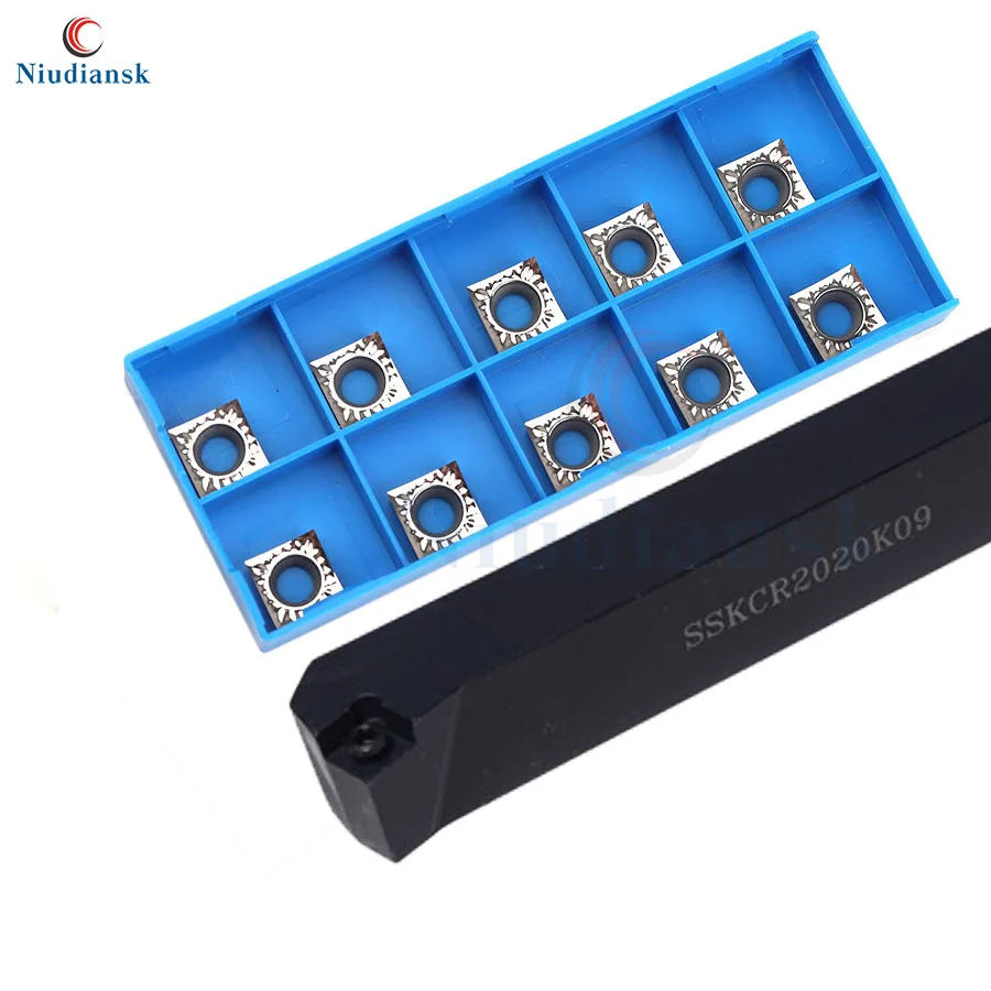

SSKCR1212H09 SSKCR1616H09 External Turning Tool Holder SSKCR2020K09 SSKCR2525M09 CNC Lathe Tools +10pcs SCMT09T3 Carbide Inserts