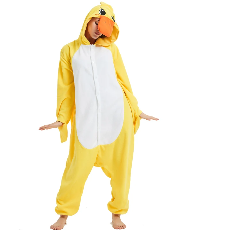 Funny Women Duck Pajamas Anime Kigurumi Fleece Suit One-Piece Sleepwear Cosplay Costume for Adult Men Halloween kigurumi pajamas onesies,cosplay pajamas onesies